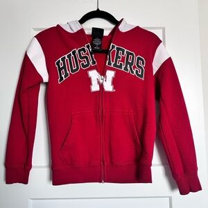 Kids Red 'Huskers' Full Face Zip Up Hoodie